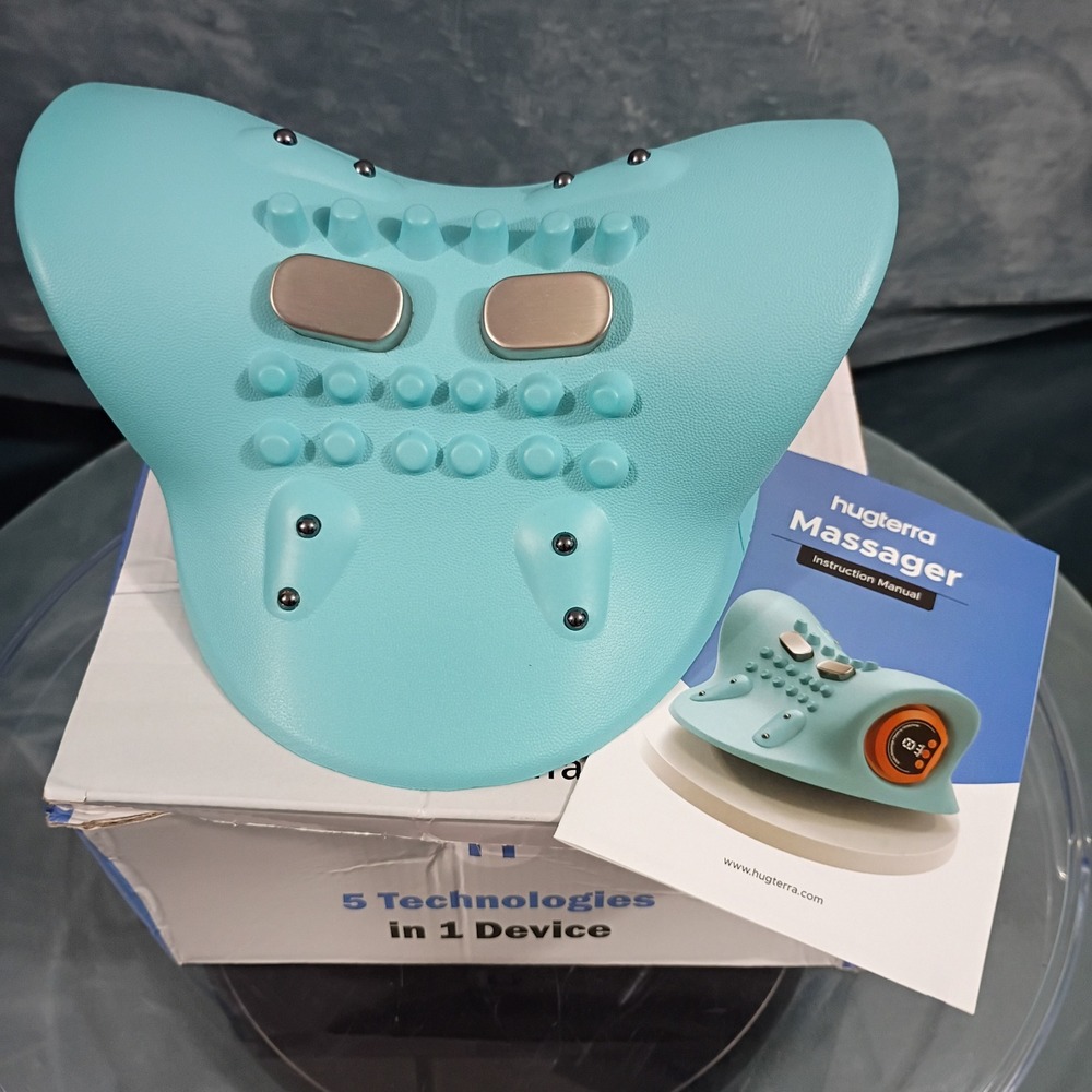 Hugterra Massager 5-in-1 Neck Shoulder Relief EMS Heat Stretching Teal 0565